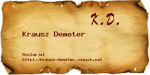 Krausz Demeter névjegykártya